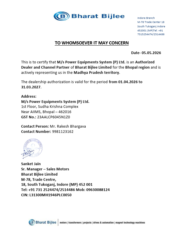 Bharat Bijlee Authorised Dealer and Channel Partner